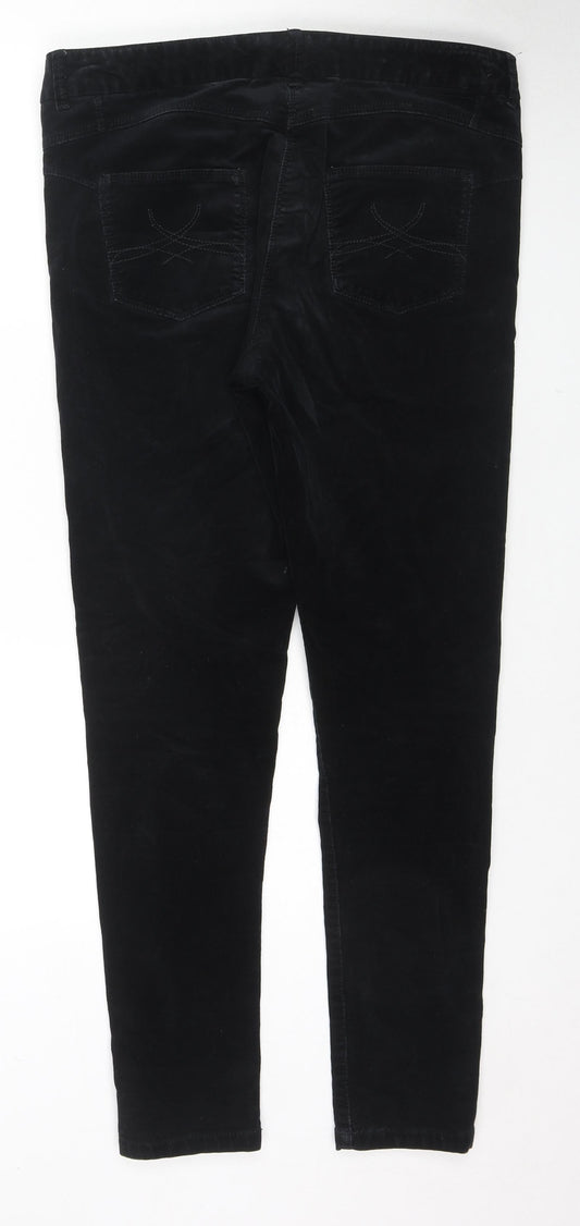 Marks and Spencer Womens Black Polyester Trousers Size 34 in L28 in Regular Zip