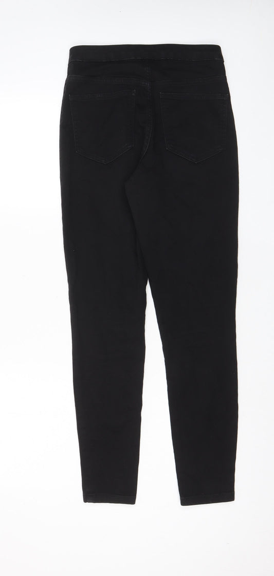 Marks and Spencer Womens Black Cotton Skinny Jeans Size 10 L28 in Regular Zip - Pockets