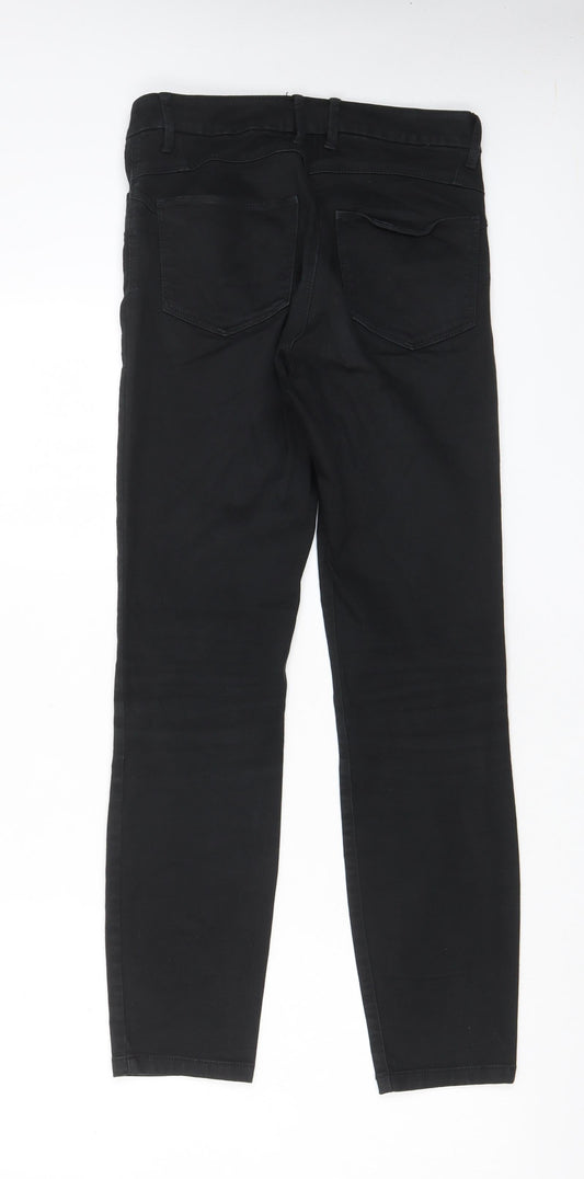 Marks and Spencer Womens Black Cotton Skinny Jeans Size 8 L29 in Regular Zip - Pockets