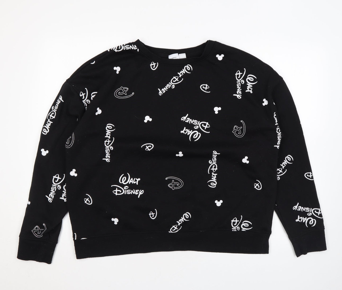 Disney Womens Black Polyester Pullover Sweatshirt Size L Pullover - Logo
