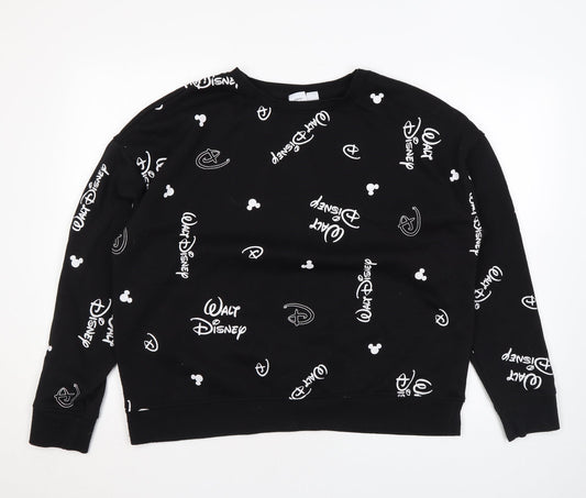 Disney Womens Black Polyester Pullover Sweatshirt Size L Pullover - Logo
