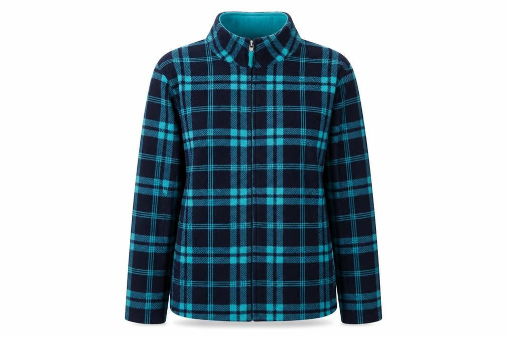 EWM Womens Blue Plaid Jacket Size M Zip