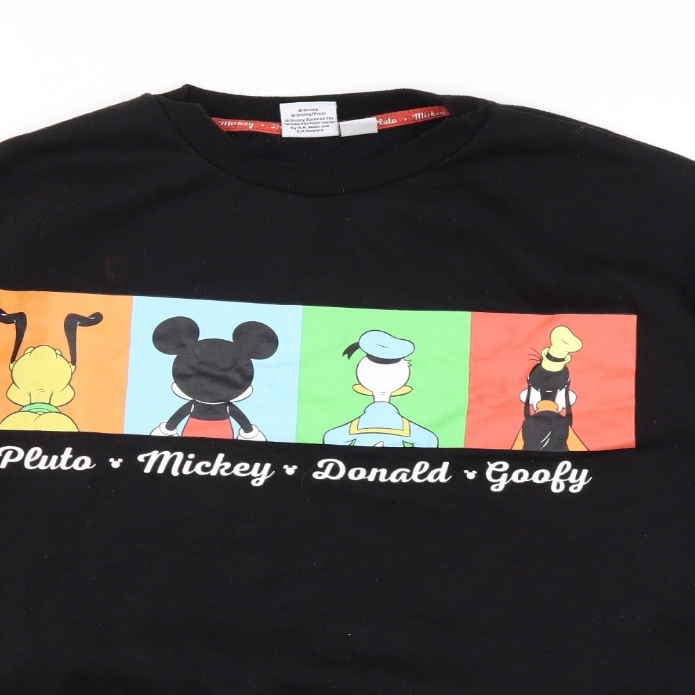 Disney Womens Black Cotton Pullover Sweatshirt Size 2XS Pullover - Logo