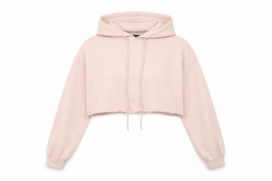 PRETTYLITTLETHING Womens Pink Cotton Pullover Hoodie Size 4 Pullover - Cropped