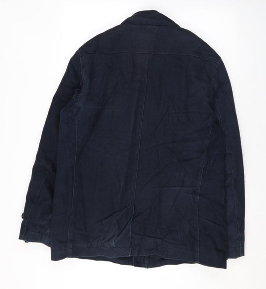 Racing Green Mens Blue Overcoat Coat Size M Zip