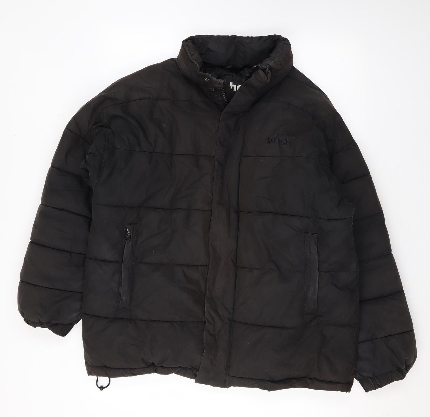 SCHOTT Mens Black Puffer Jacket Coat Size S Zip