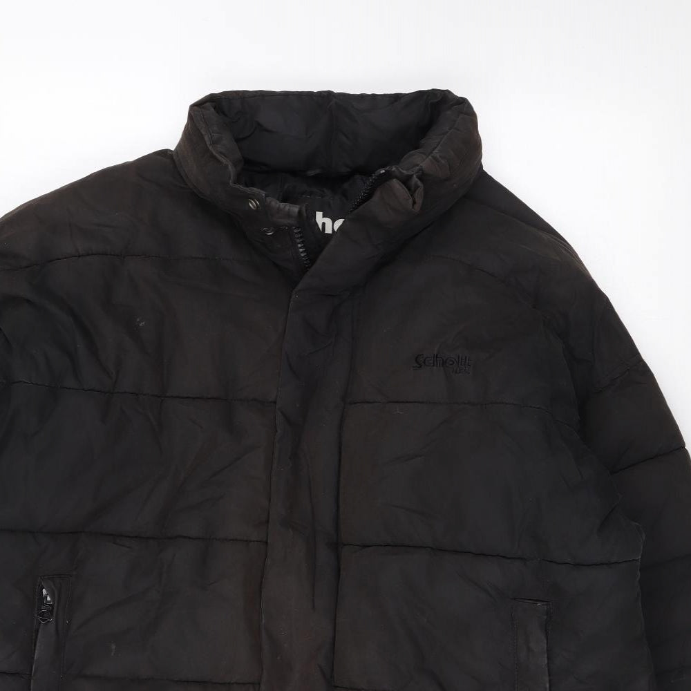 SCHOTT Mens Black Puffer Jacket Coat Size S Zip