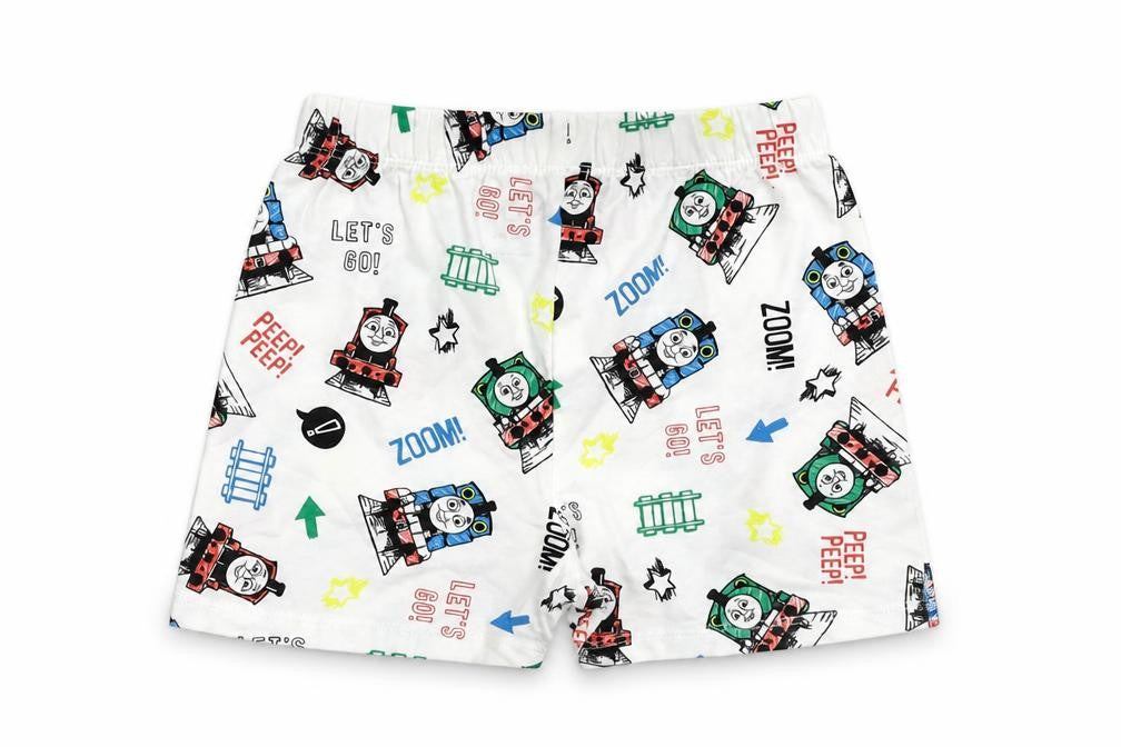 Marks and Spencer Baby White Geometric Cotton Cami Sleep Shorts Size 18-24 Months - Thomas The Tank Engine
