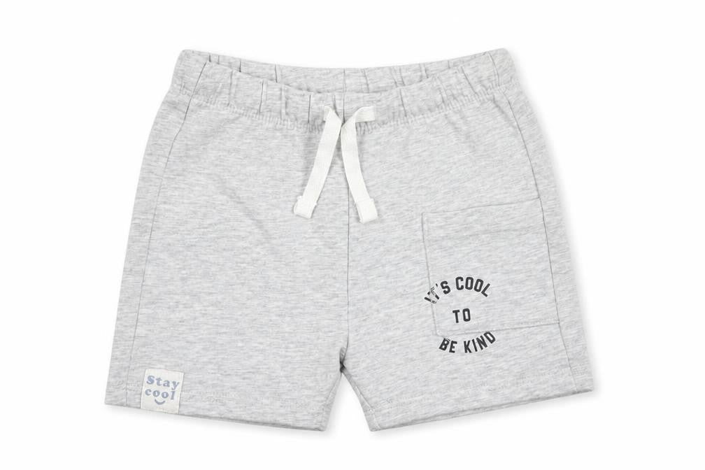 Front view of Marks & Spencer Baby Grey Cotton Cropped Trousers, size 6-9, Months Drawstring