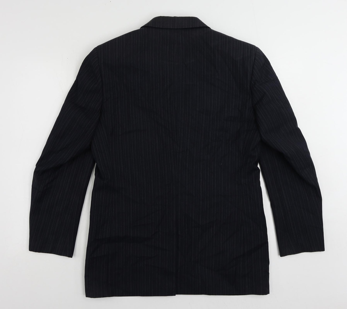 Burton Mens Blue Striped Polyester Jacket Suit Jacket Size 38 Regular