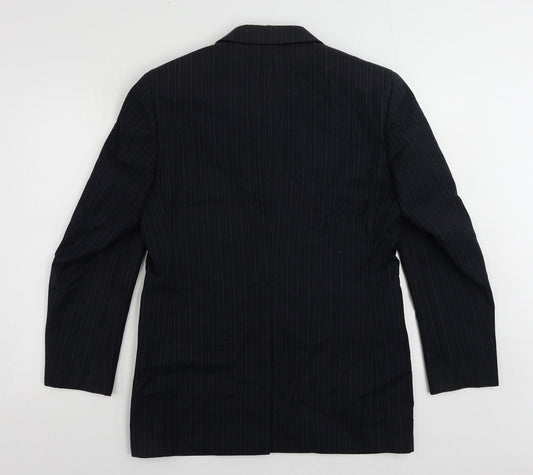 Burton Mens Blue Striped Polyester Jacket Suit Jacket Size 38 Regular