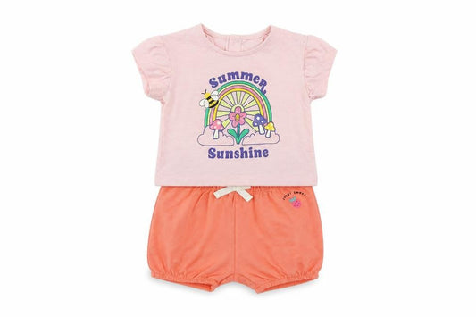 Marks and Spencer Baby Pink Cotton Shorts Set Outfit/Set Size 3-6 Months - Summer