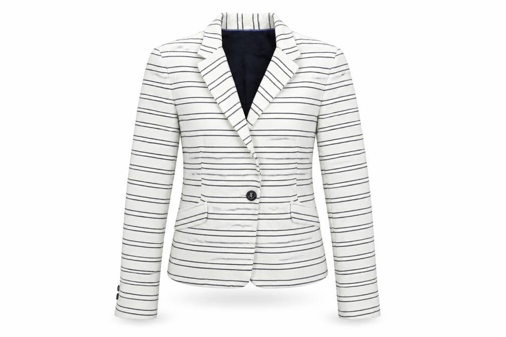 Zara Womens White Striped Jacket Blazer Size M Button