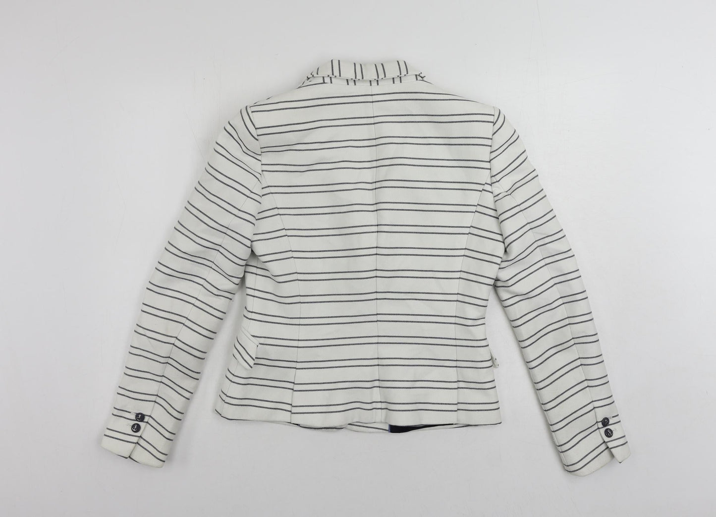 Zara Womens White Striped Jacket Blazer Size M Button