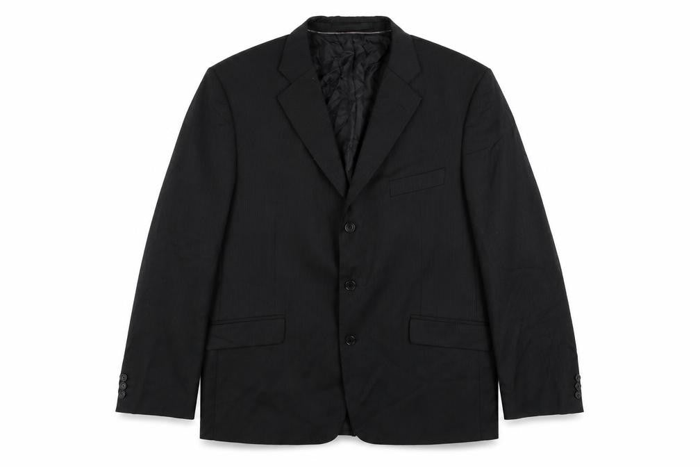 Marks and Spencer Mens Black Striped Wool Jacket Suit Jacket Size 44 Regular
