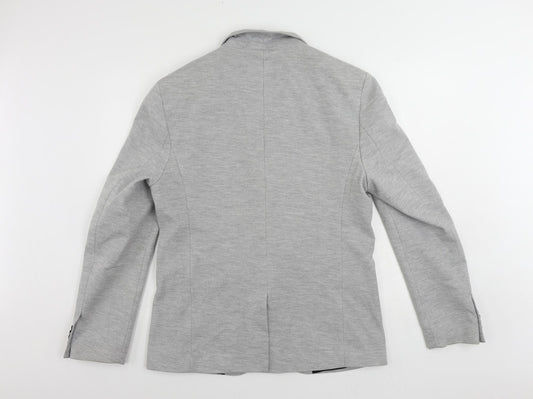 Zara Mens Grey Polyester Jacket Blazer Size 40 Regular