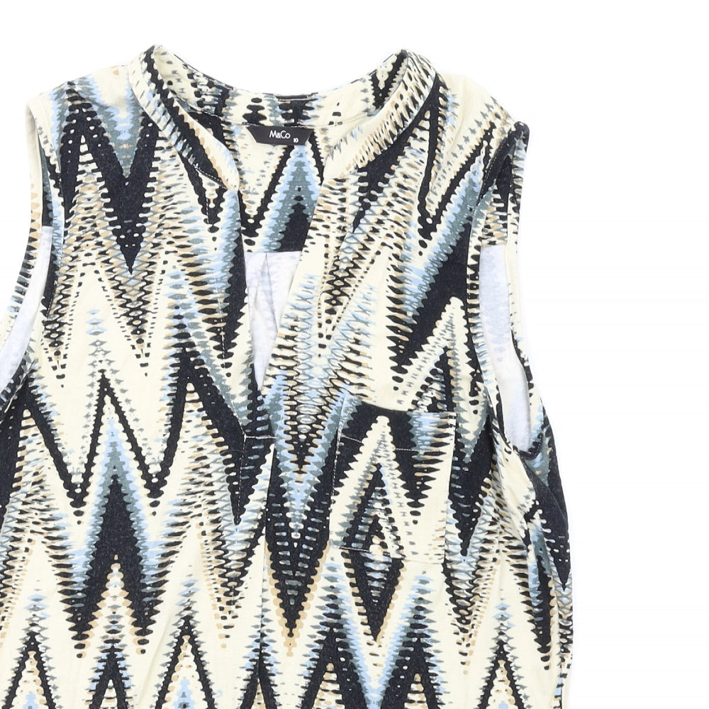 M&Co Womens Multicoloured Geometric Viscose Camisole Tank Size 10 V-Neck