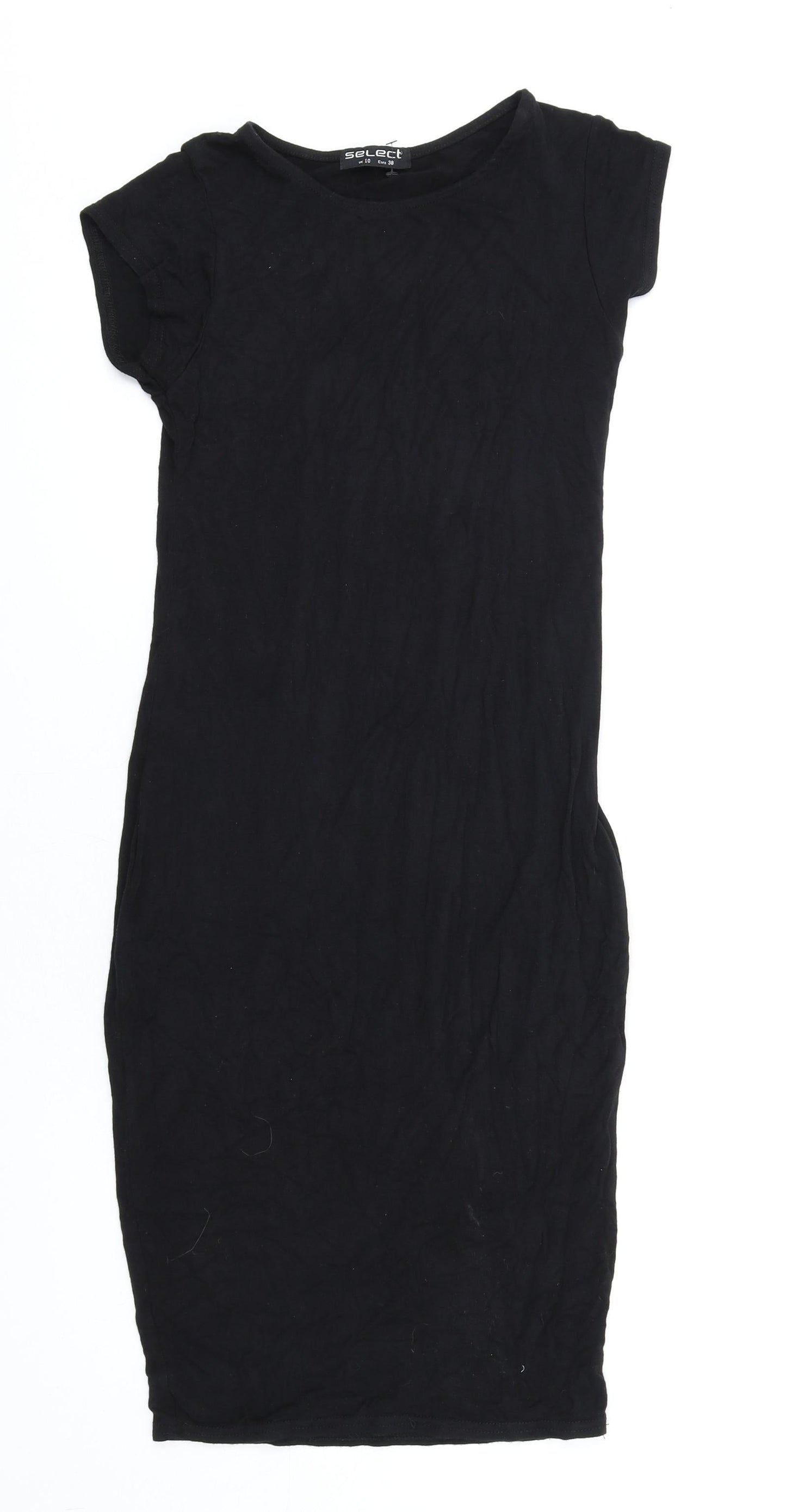 Select Womens Black Viscose Bodycon Size 10 Round Neck Pullover