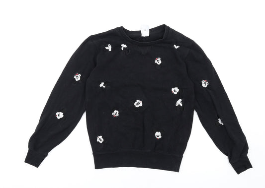 Disney Womens Black Cotton Pullover Sweatshirt Size S Pullover - Mickey Mouse
