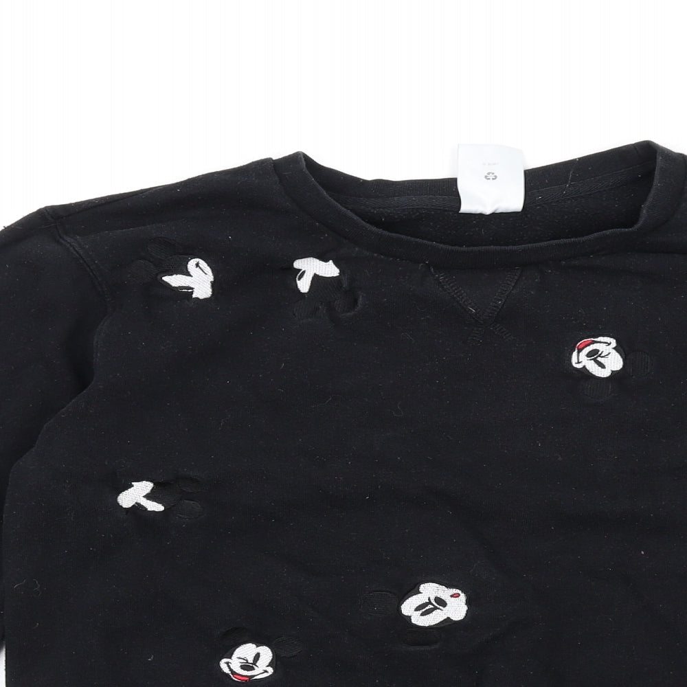 Disney Womens Black Cotton Pullover Sweatshirt Size S Pullover - Mickey Mouse