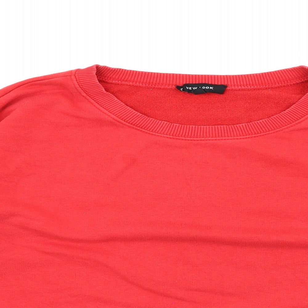 New Look Womens Red Cotton Pullover Sweatshirt Size 12 Pullover