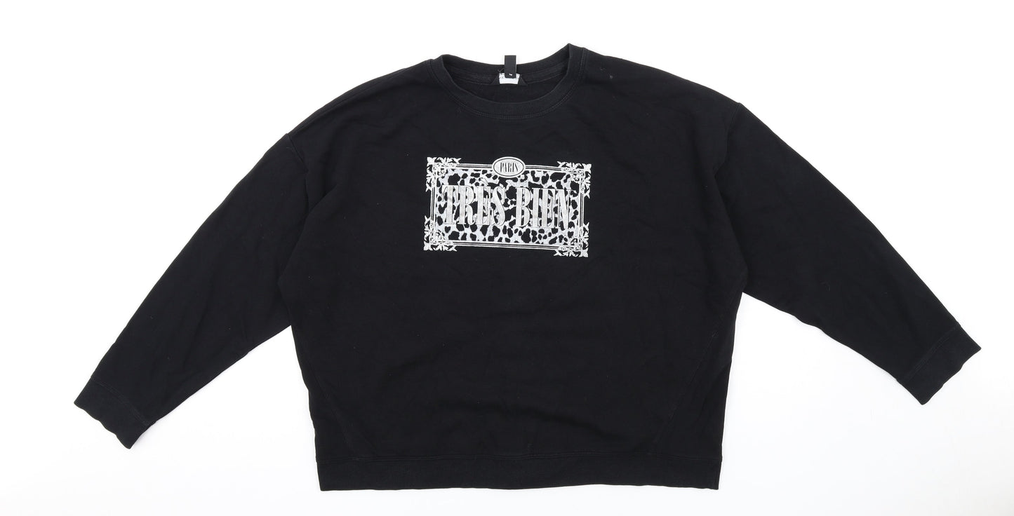 New Look Womens Black Cotton Pullover Sweatshirt Size L Pullover