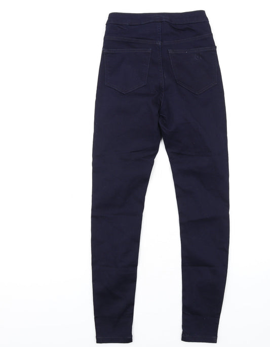 Marks and Spencer Womens Blue Cotton Skinny Jeans Size 6 L30 in Regular Zip