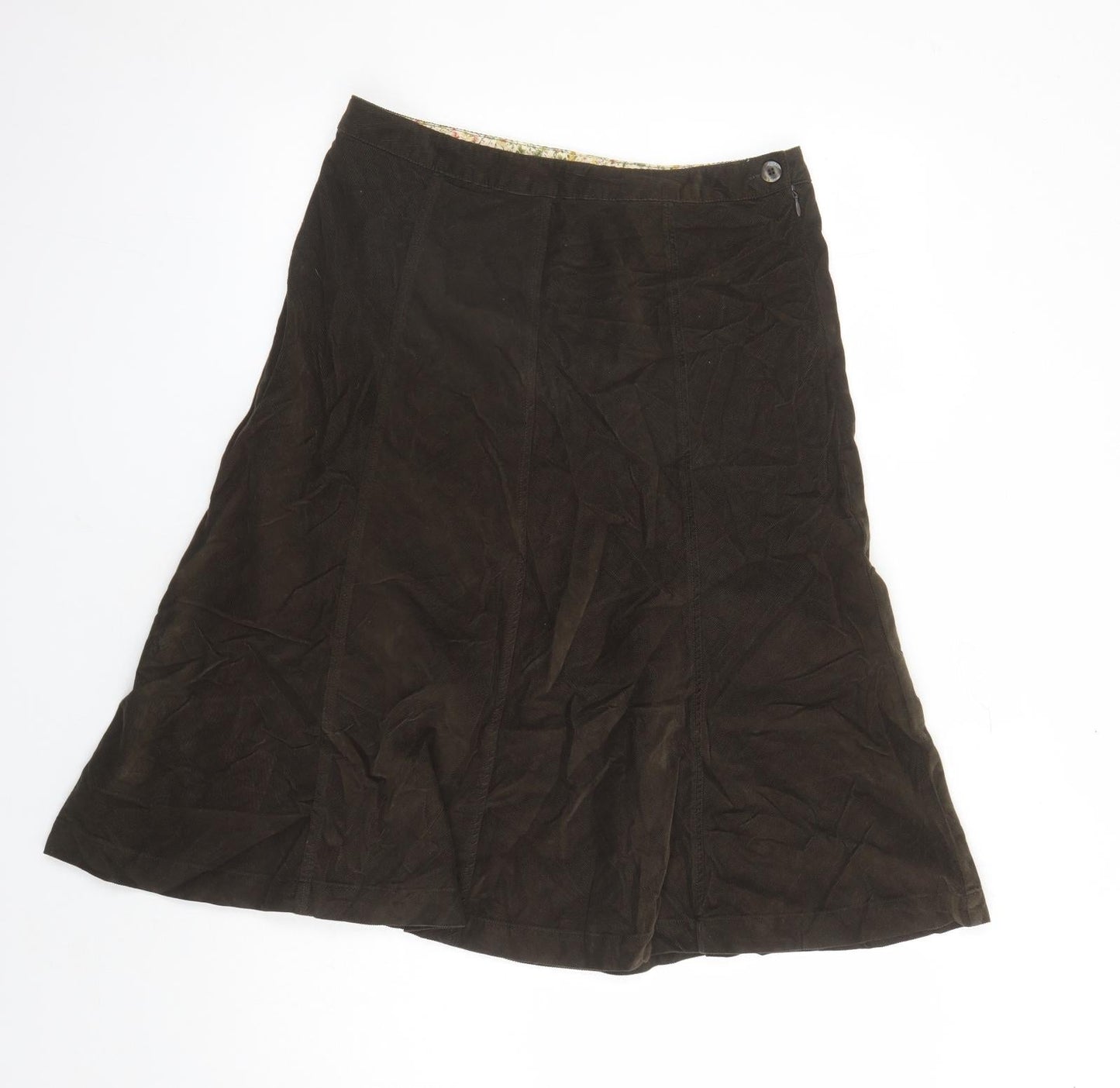 Tulchan Womens Brown Cotton Swing Skirt Size 12 Zip