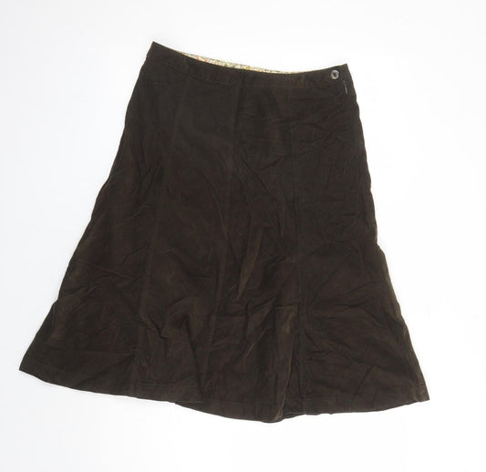 Tulchan Womens Brown Cotton Swing Skirt Size 12 Zip