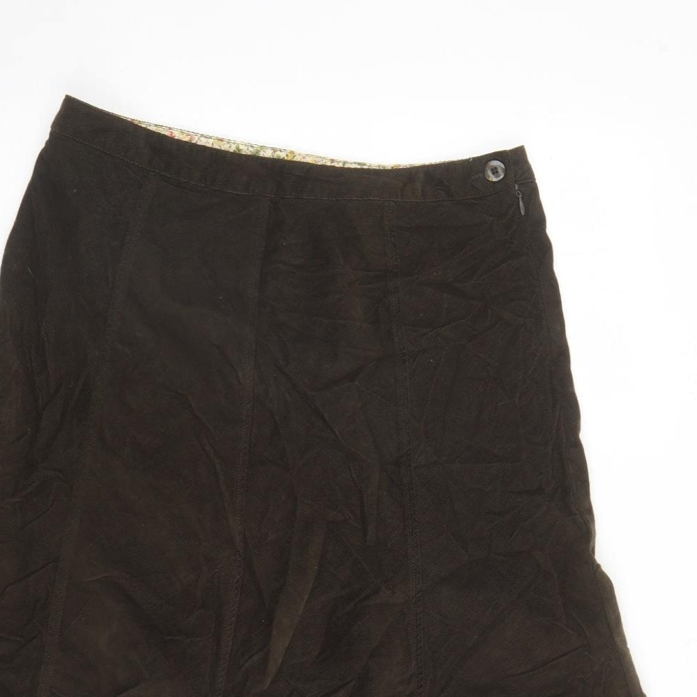 Tulchan Womens Brown Cotton Swing Skirt Size 12 Zip