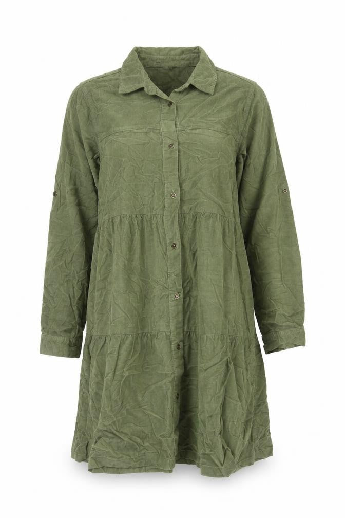 Velvet Heart Womens Green Cotton Shirt Dress Size L Collared Button - Pockets