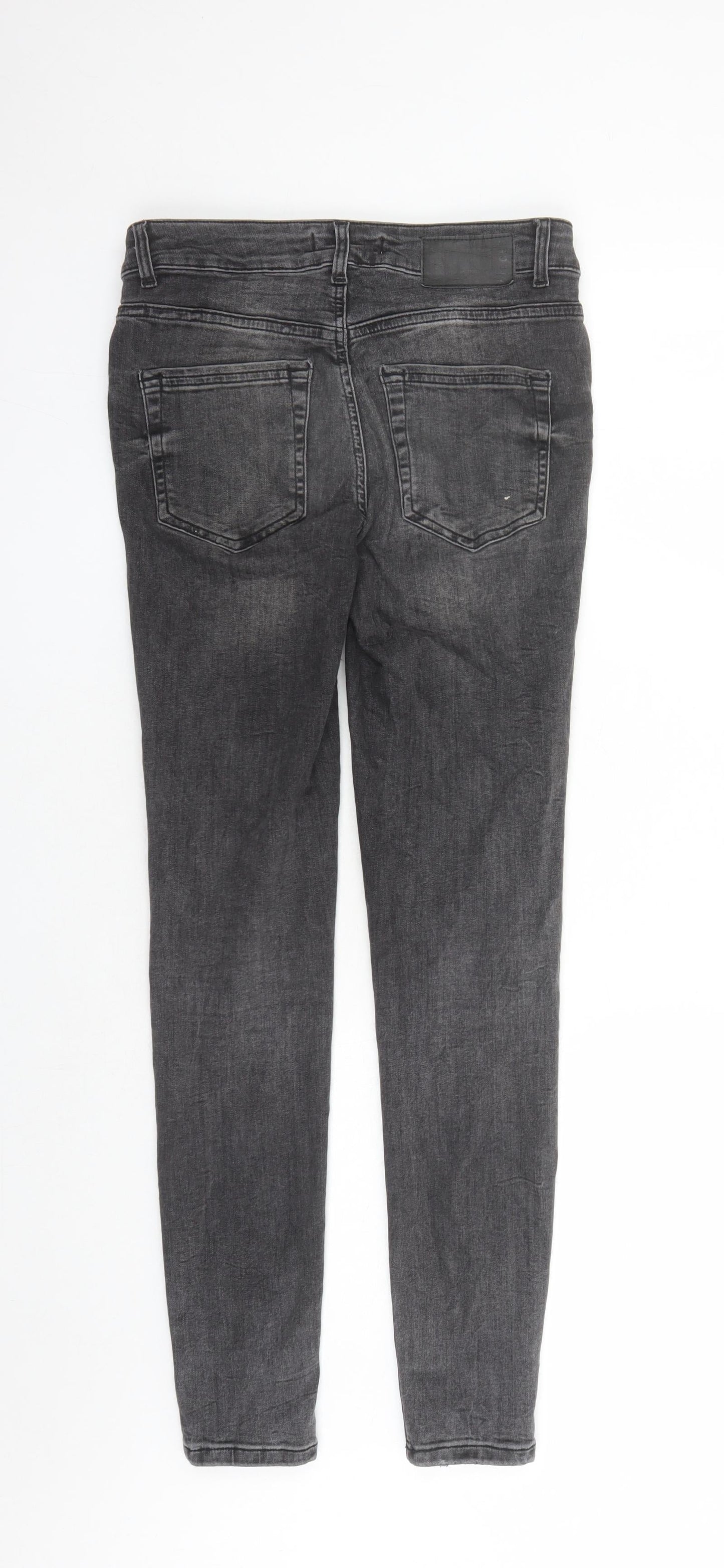 Pieces Womens Grey Cotton Skinny Jeans Size S L28 in Regular Zip - Pockets