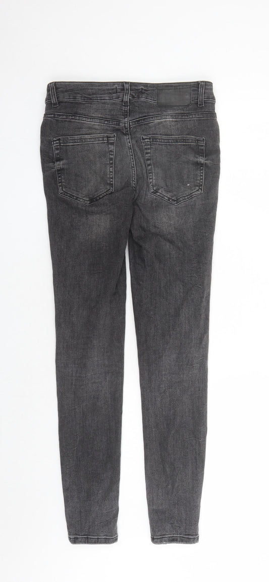 Pieces Womens Grey Cotton Skinny Jeans Size S L28 in Regular Zip - Pockets