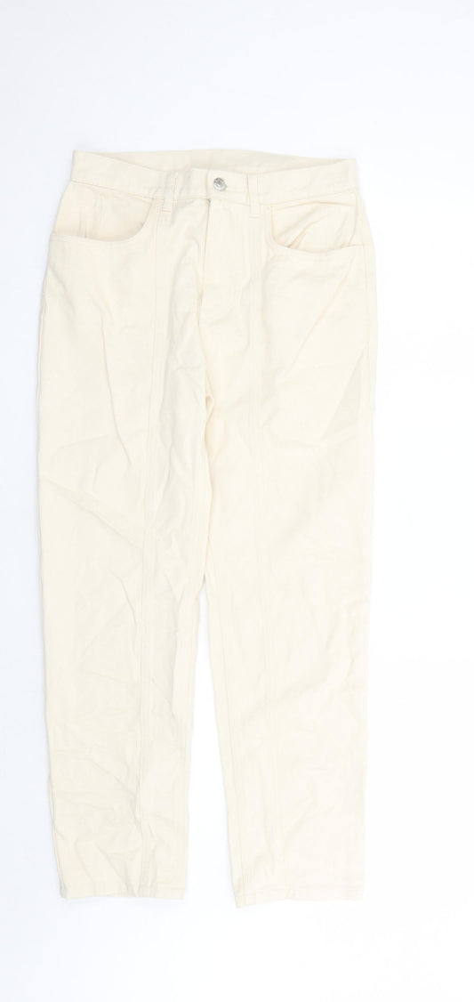 AsYou Womens Beige Cotton Straight Jeans Size 30 in L28 in Regular Zip - Pockets