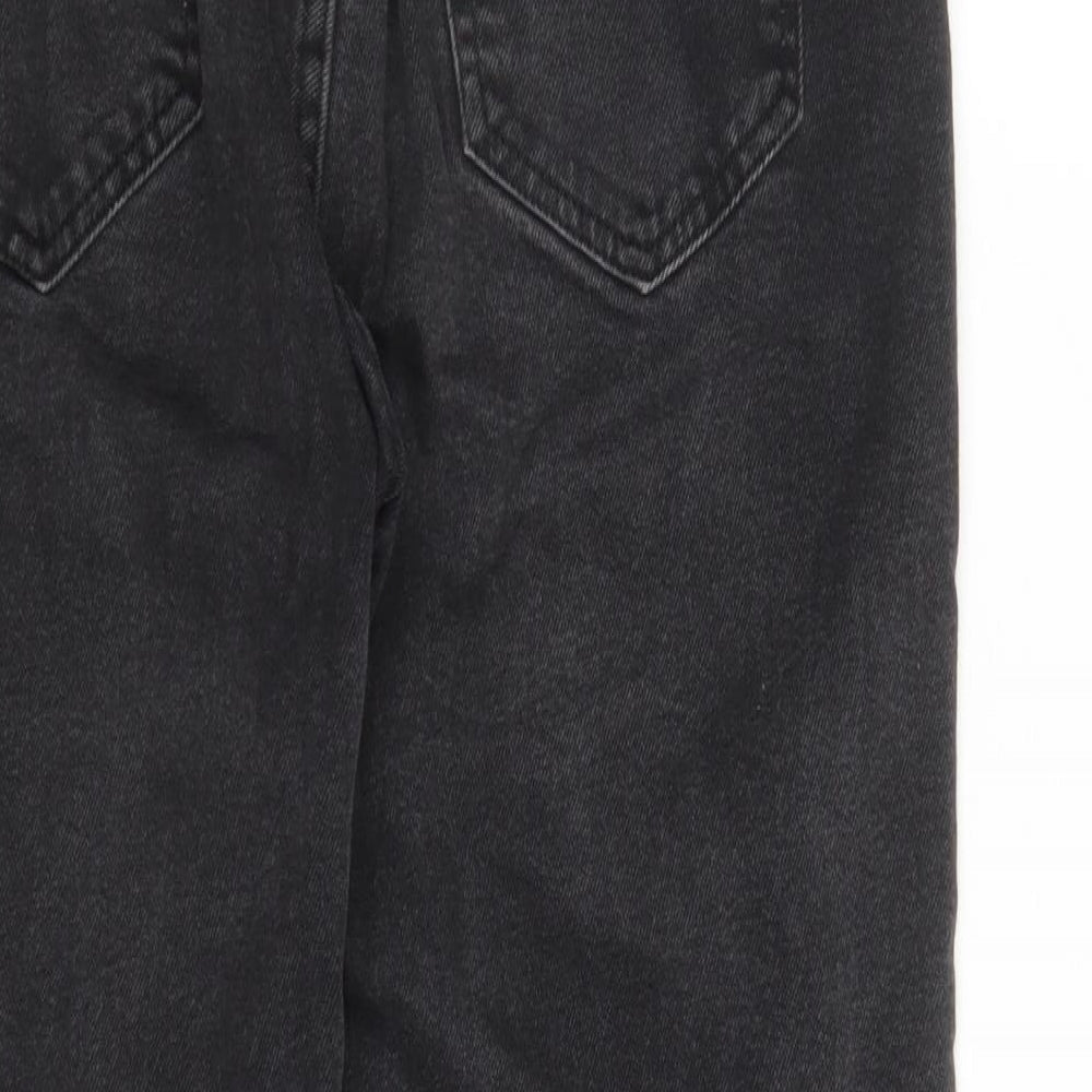 Pull&Bear Womens Black Cotton Bootcut Jeans Size 16 L27 in Regular Zip - Pockets