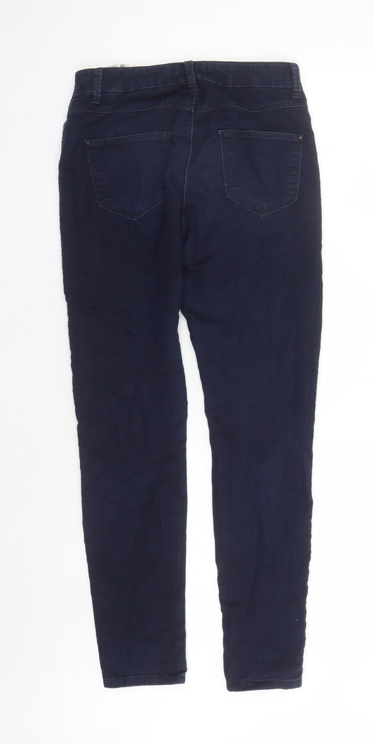 Marks and Spencer Womens Blue Cotton Jegging Jeans Size 8 L29 in Regular Zip - Pockets
