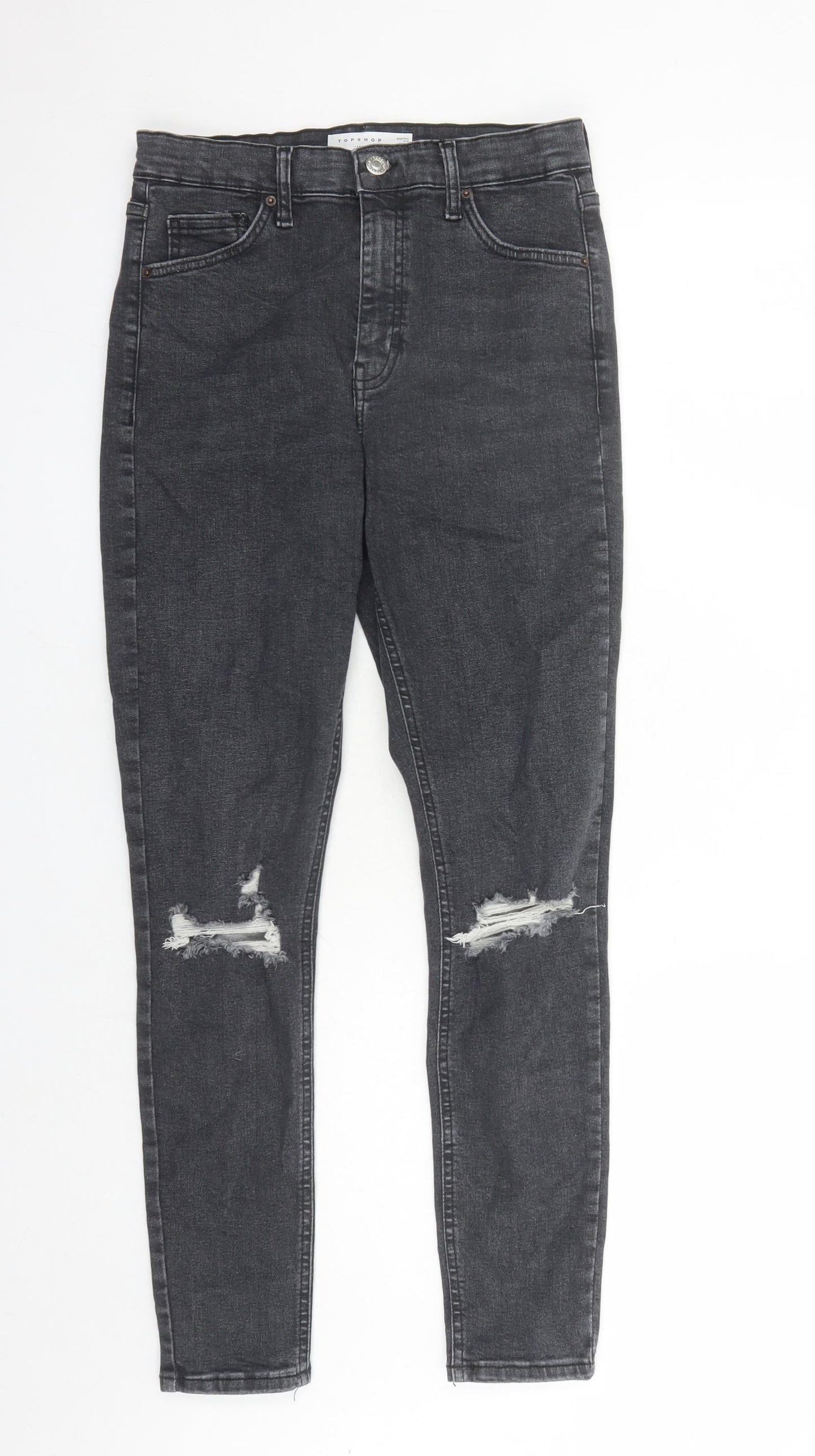 Topshop Womens Black Cotton Skinny Jeans Size 30 in L27 in Regular Zip - Pockets