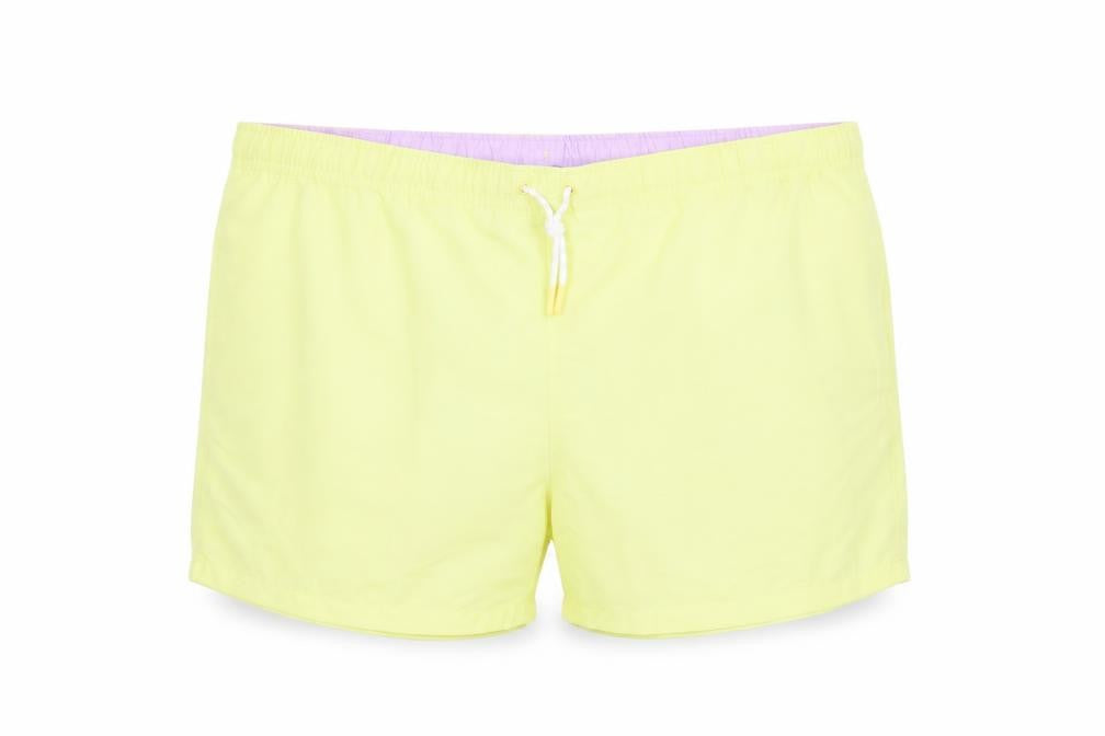 Marks and Spencer Mens Yellow Polyester Sweat Shorts Size 3XL L6 in Regular Drawstring - Elasticated Waist Swim Shorts Pockets
