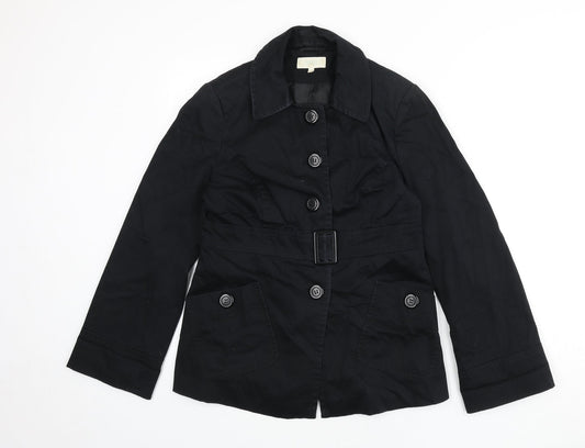 Marks and Spencer Womens Black Overcoat Coat Size 12 Button