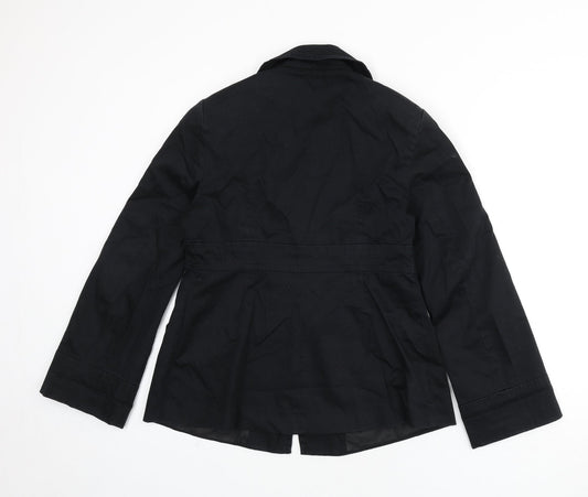 Marks and Spencer Womens Black Overcoat Coat Size 12 Button