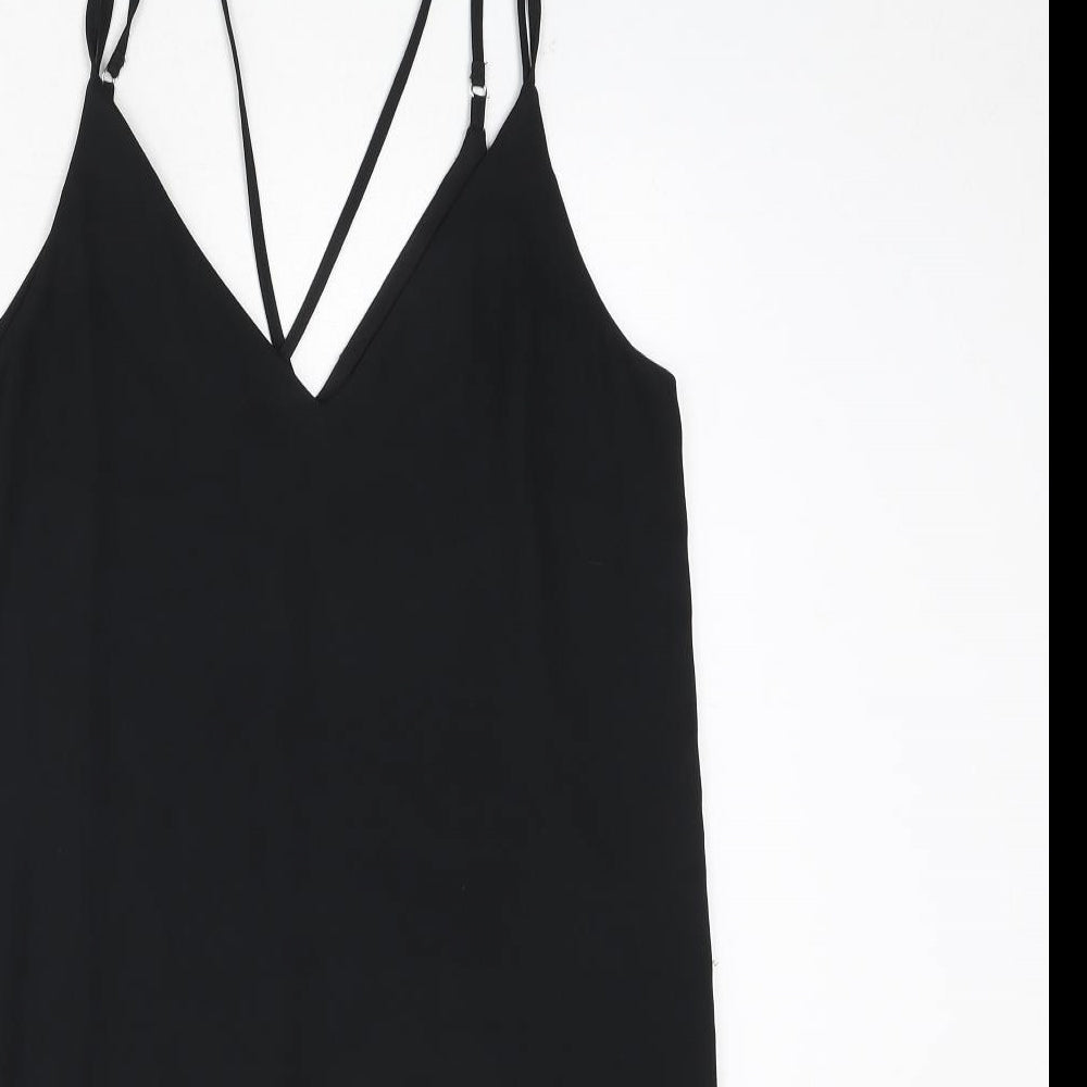 Topshop Womens Black Polyester Sheath Size 10 V-Neck Pullover