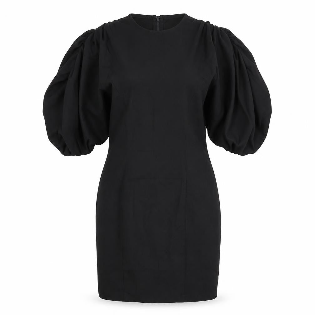 Misspap Womens Black Cotton Pencil Dress Size 6 Round Neck Zip