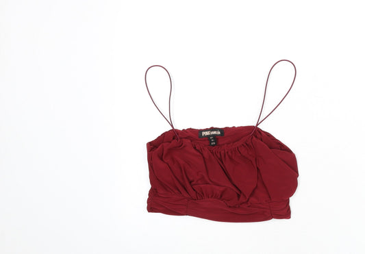 Pink Vanilla Womens Red Polyester Camisole T-Shirt Size S Scoop Neck - Cropped