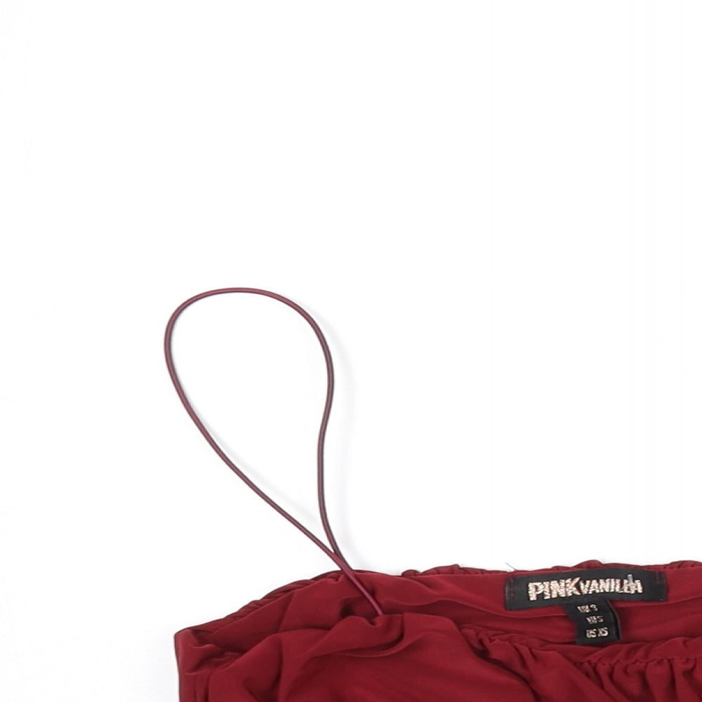Pink Vanilla Womens Red Polyester Camisole T-Shirt Size S Scoop Neck - Cropped