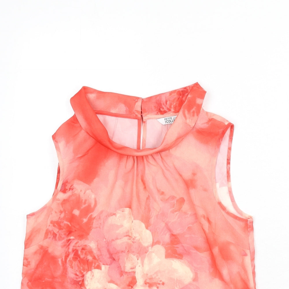 Debenhams Womens Pink Floral Polyester Basic Tank Size 10 Collared