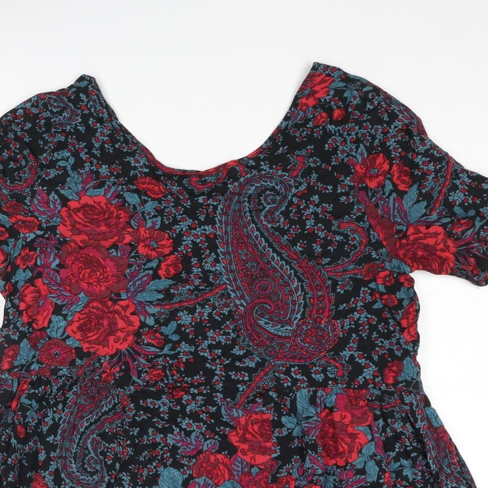 Staring at Stars Womens Multicoloured Paisley Viscose A-Line Size M Boat Neck Zip - Smocked