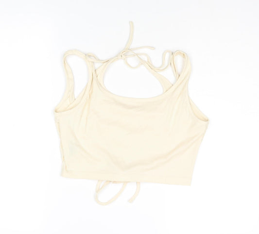 Cider Womens Ivory Polyester Cropped Blouse Size XL Halter - Layered Corset Style