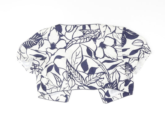 Pomodoro Womens Blue Geometric Jacket Coat Size 12 - Plant Print