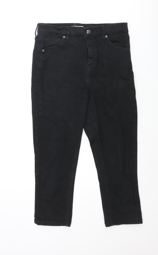 Topshop Womens Black Cotton Capri Jeans Size 30 in L21 in Regular Zip