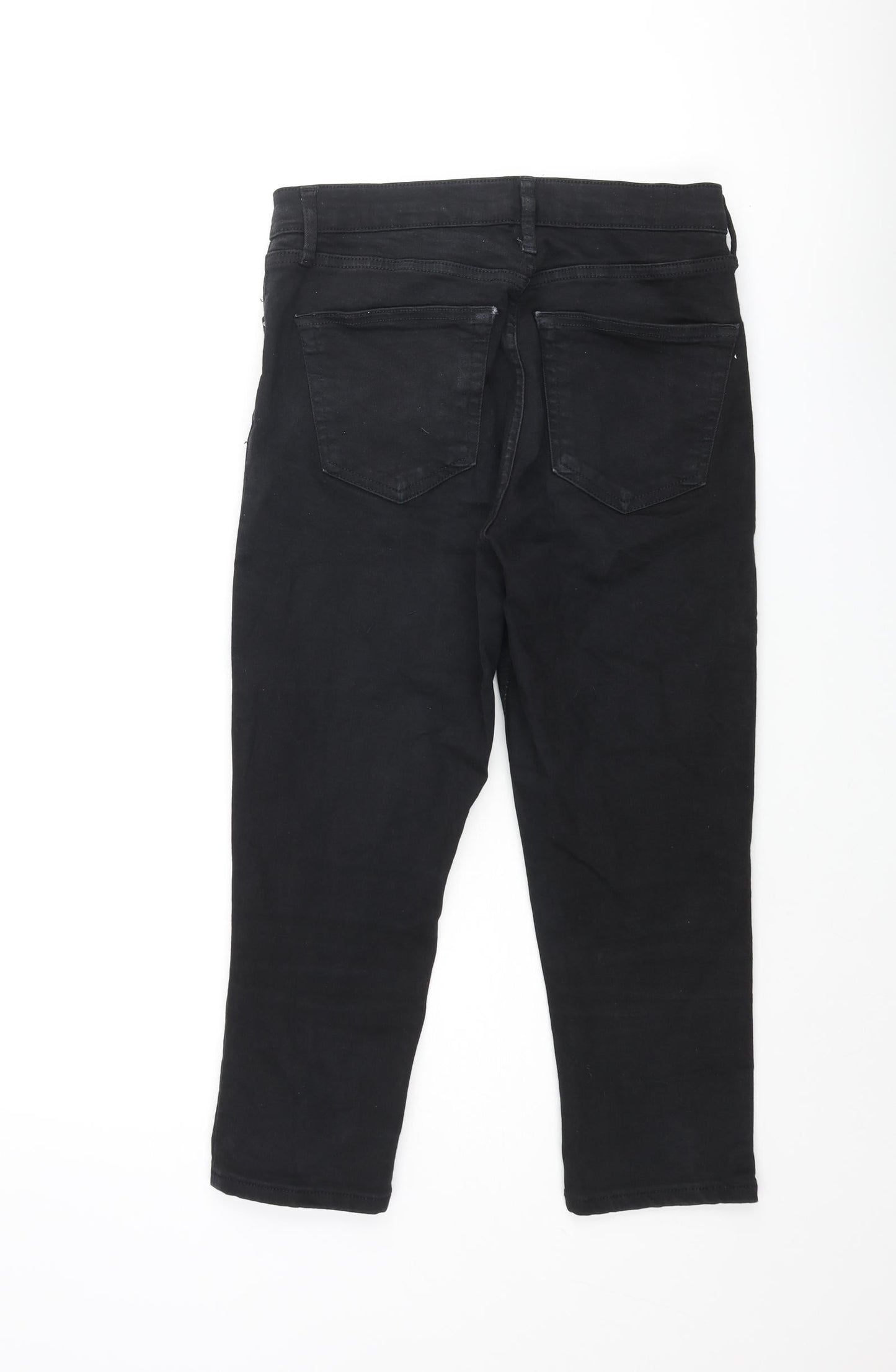 Topshop Womens Black Cotton Capri Jeans Size 30 in L21 in Regular Zip